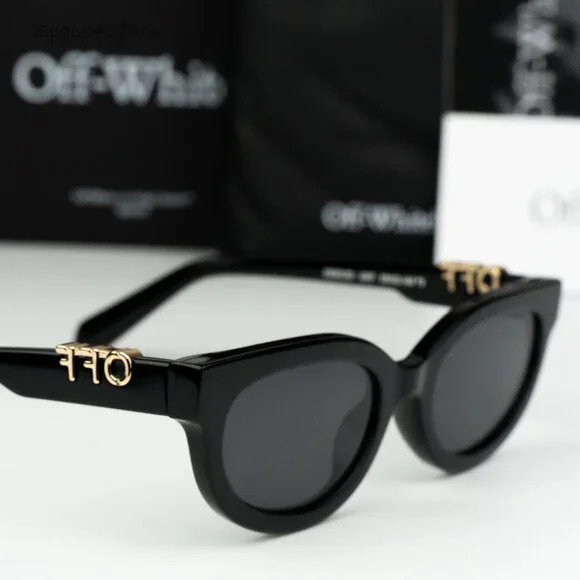 Off-White Men Sunglasses Black Grey Cat Eye OERI13D SPARKS 1007 NEW AUTHENTIC